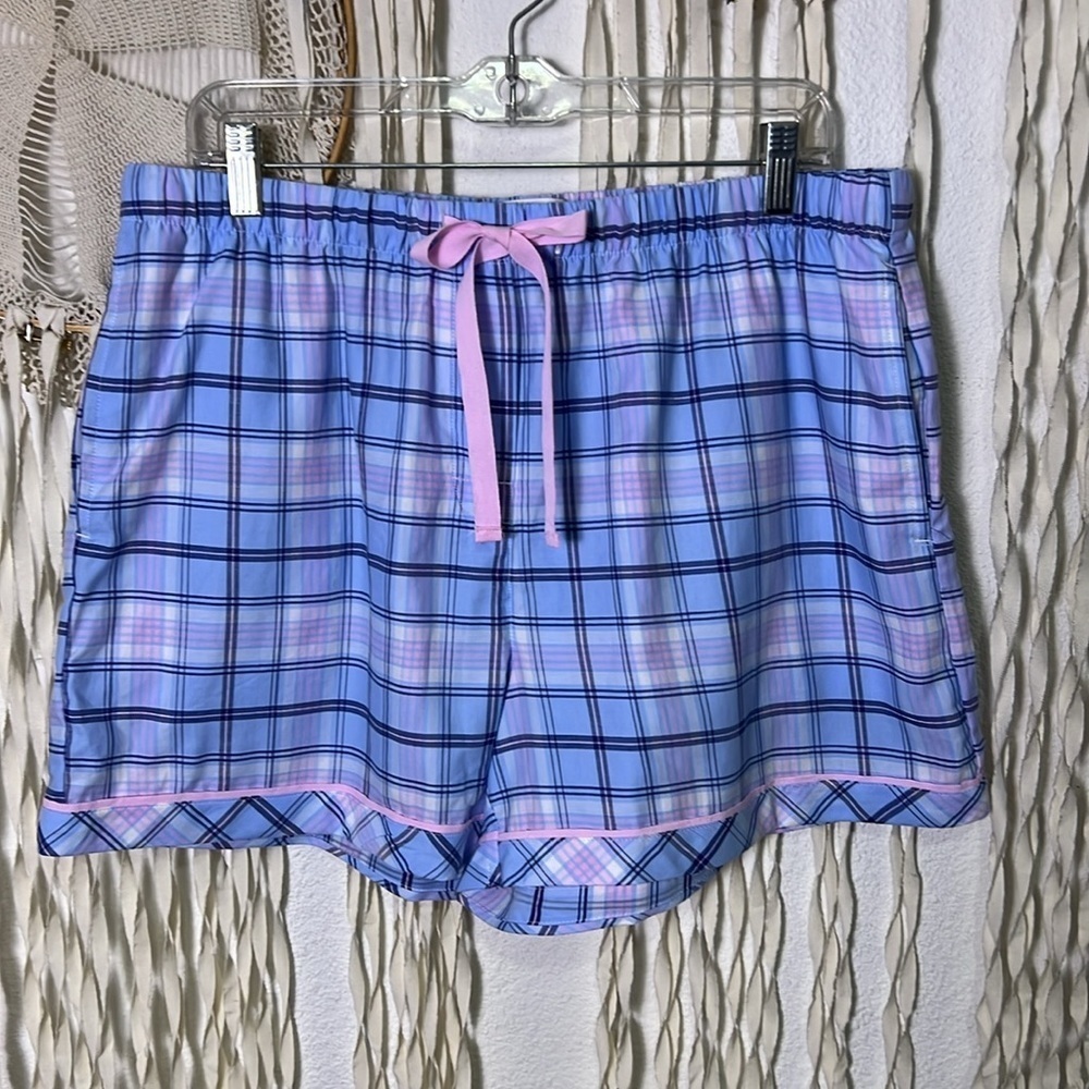 Peter Alexander Women's Pink and Blue Plaid Top and Shorts PJ Set NWT XL - Picture 9 of 14